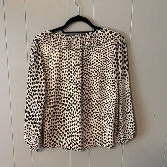 J. Crew White & Black Heart Blouse Size Small - Picture 2 of 3